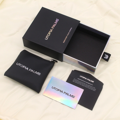 Custom Printed Drawer Purple Holographic Jewelry Packaging Gift Box
